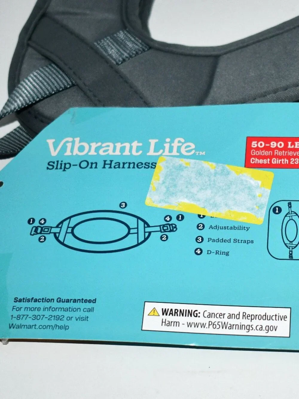 Vibrant Life Slip-On Dog Harness Gray Large L Padded 60-90 lbs NWT